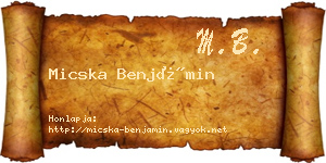 Micska Benjámin névjegykártya